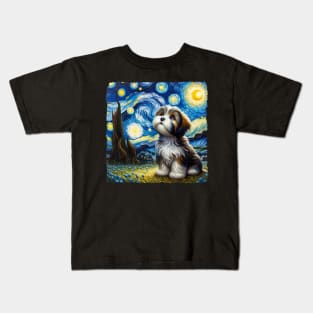 Starry Havanese Portrait - Dog Portrait Kids T-Shirt